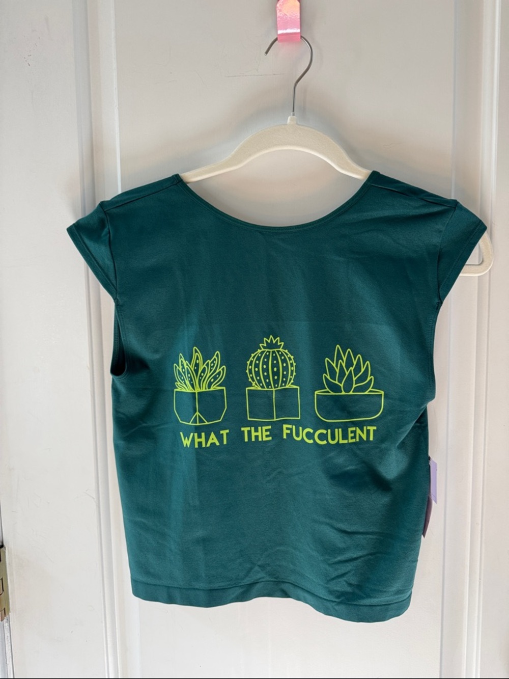 wild fable Dark Teal Short Sleeve Tee with Neon Green Succulents